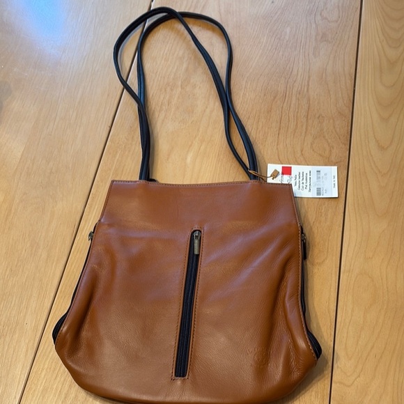NWT GYLL Group Brown Leather Shoulder bag/backpack.  Made in Italy. - Picture 1 of 9